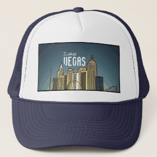 Las Vegas New York hotel view artsy blue hat