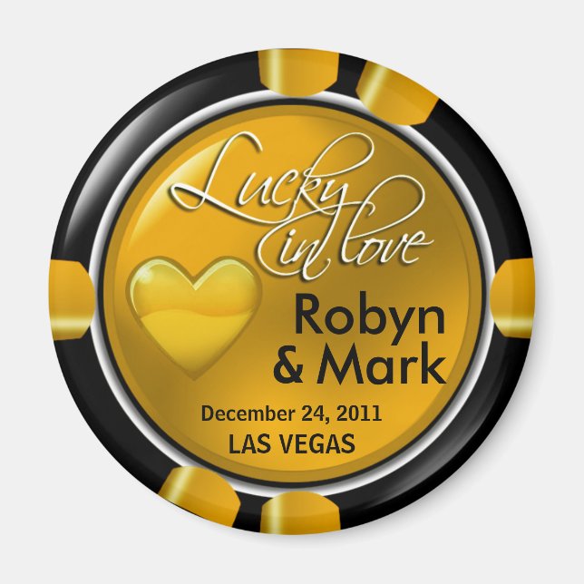 Las Vegas Newlyweds Casino Chip Magnet Favoriser (Devant)