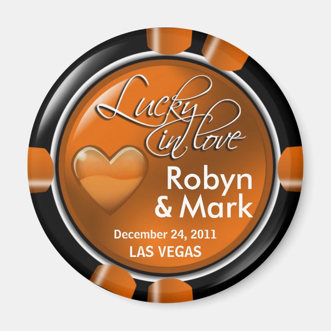 Las Vegas Newlyweds Casino Chip Magnet Favoriser (Devant)