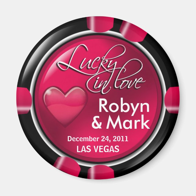 Las Vegas Newlyweds Casino Chip Magnet Favoriser (Devant)
