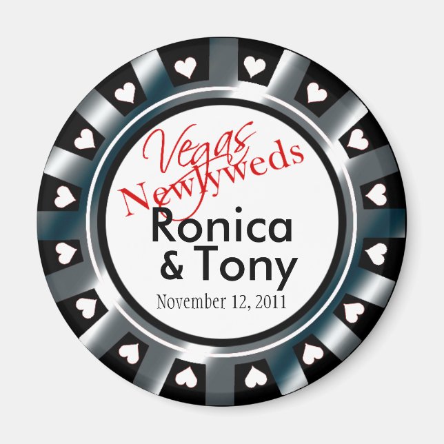 Las Vegas Newlyweds Casino Chip Magnet Favour (Front)