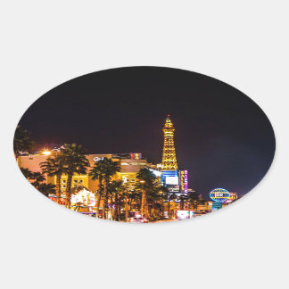 Las Vegas Night Lights Strip Eiffel Tower Casino Oval Sticker