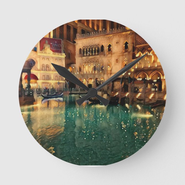 Las vegas Nights Casino Original Abstract Art Round Clock (Front)