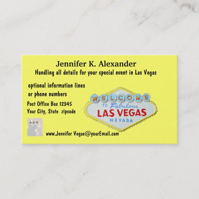 Las Vegas Party Planner Events Business Card (Front)