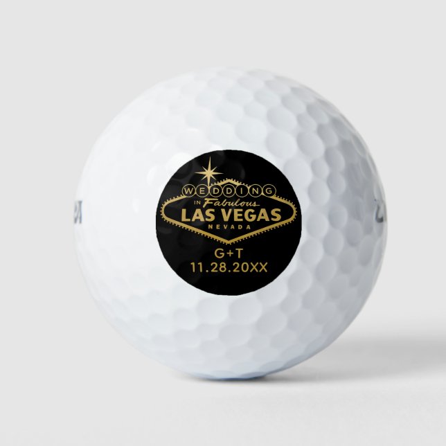 Las Vegas Personalized Wedding Bridal Party Favour Golf Balls (Front)