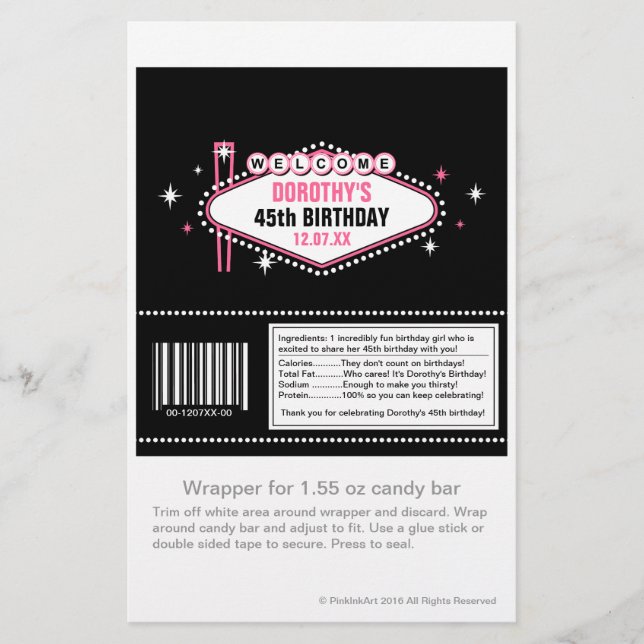 Las Vegas Pink Candy Wrapper (Front)
