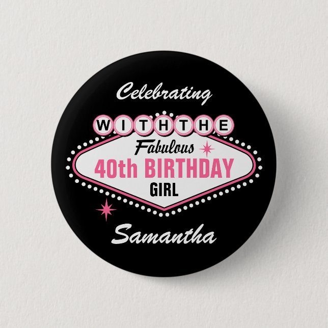Las Vegas Pink Celebrating With 2 Inch Round Button (Front)