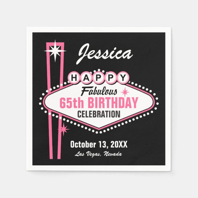 Las Vegas Pink Happy Napkin (Front)