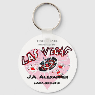Las Vegas Pink Heart Baggage I.D. Keychain