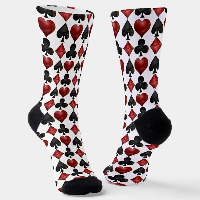 Las Vegas Playing Card Shapes Pattern Socks (Angled)