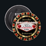 Las Vegas Poker Chip - Bachelorette Party Bottle Opener<br><div class="desc">Bottle Opener. Makes a great party gift for your bridesmaid, maid of honour, etc... Ready to have the time of your life, celebrate with this unique Las Vegas party theme design. Make memories at your Bachelorette Party that will last forever... .just customize with the name and date and add your...</div>