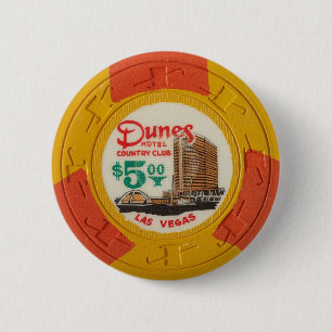 Las Vegas Poker Chip Casino Gambling Obsolete 2 Inch Round Button
