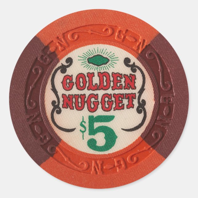 Las Vegas Poker Chip Casino Gambling Obsolete Classic Round Sticker (Front)
