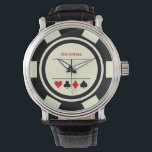 Las Vegas Poker Chip Casino Off White Black Watch<br><div class="desc">This white and black poker chip style watch would make a fantastic gift for yourself or for the casino loving person in your life. Personalize the design with a name.</div>