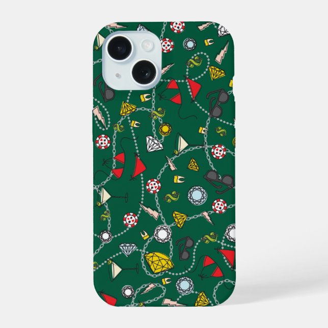 Las Vegas Pool Party Pattern iPhone 15 Case (Back)