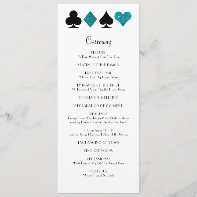 Las Vegas Programme de mariage de Parties scintill (Devant)