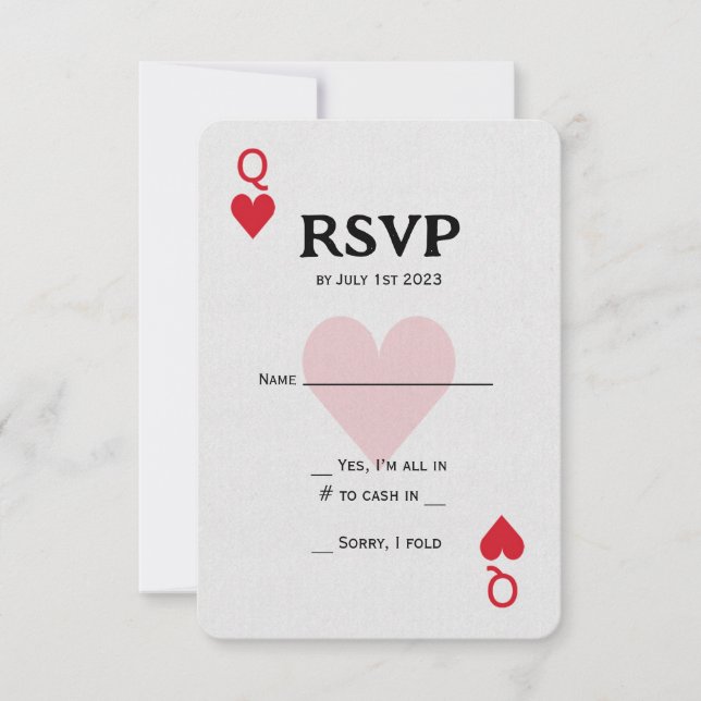 Las Vegas Queen of Hearts Playing RSVP Card (Front)