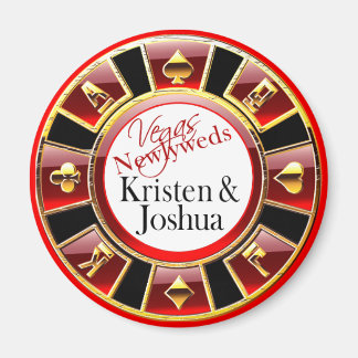 Las Vegas Red Black Gold Casino Chip Magnet Favori