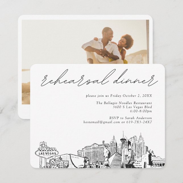 Las Vegas Rehearsal Dinner Invite Enclosure Card (Front/Back)
