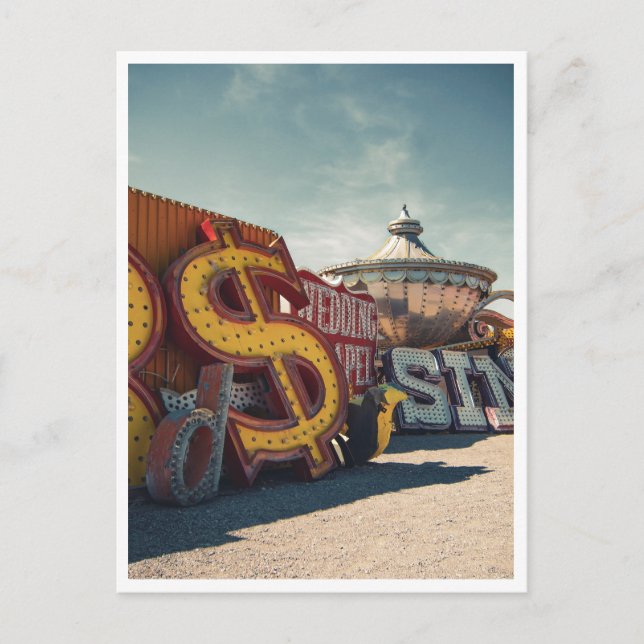 Las Vegas Retro Casino Wedding Postcard (Front)