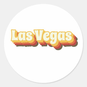 Las Vegas Retro Vintage Text Classic Round Sticker