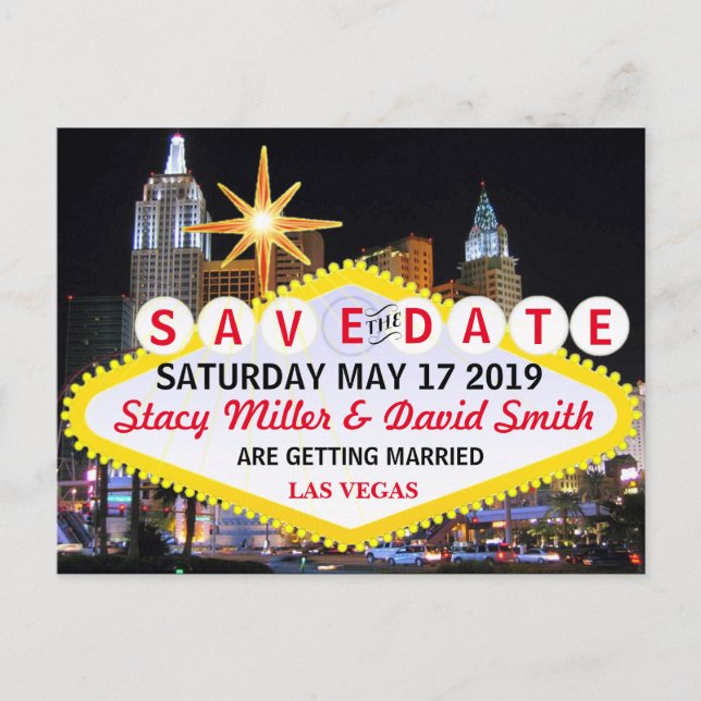 Las Vegas Save the Date Announcement Postcard (Front)