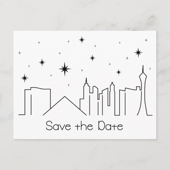 Las Vegas Save the Date Announcement Postcard (Front)