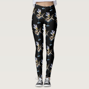 Las Vegas Showgirl Blonde on Black Leggings