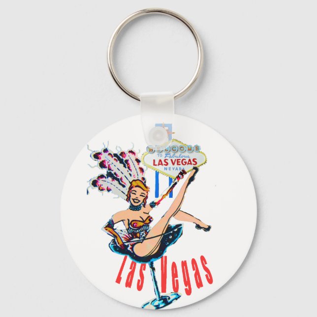 Las Vegas Sign and Casino Showgirl Keychain (Front)