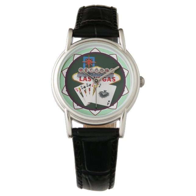 Las Vegas Sign And Two Kings Poker Chip Watch (Front)