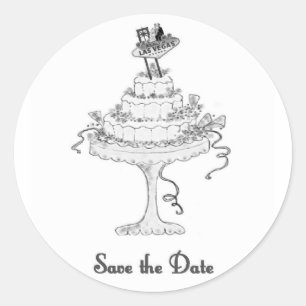 Las Vegas Sign/B&G on Cake Save the Date Sticker