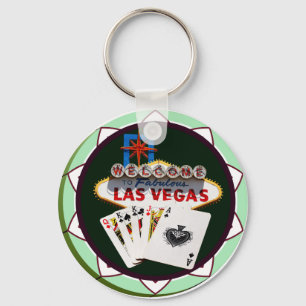 Las Vegas Sign & Cards Poker Chip Keychain