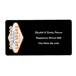 Las Vegas sign destination wedding shipping label