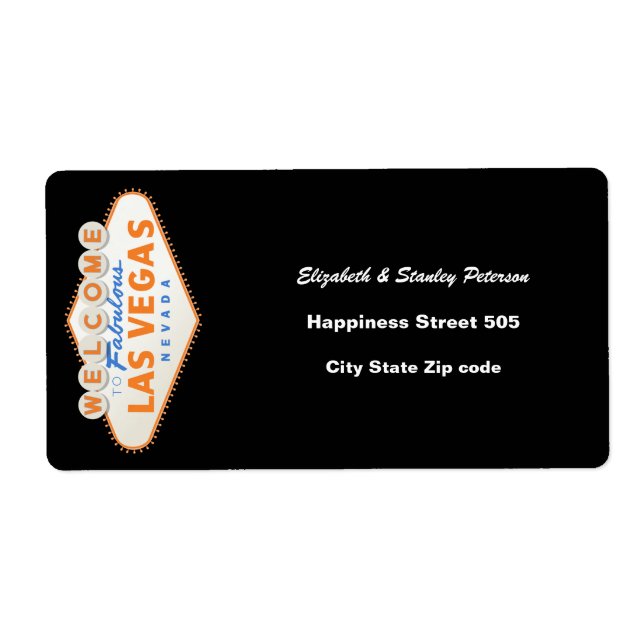 Las Vegas sign destination wedding shipping label (Front)
