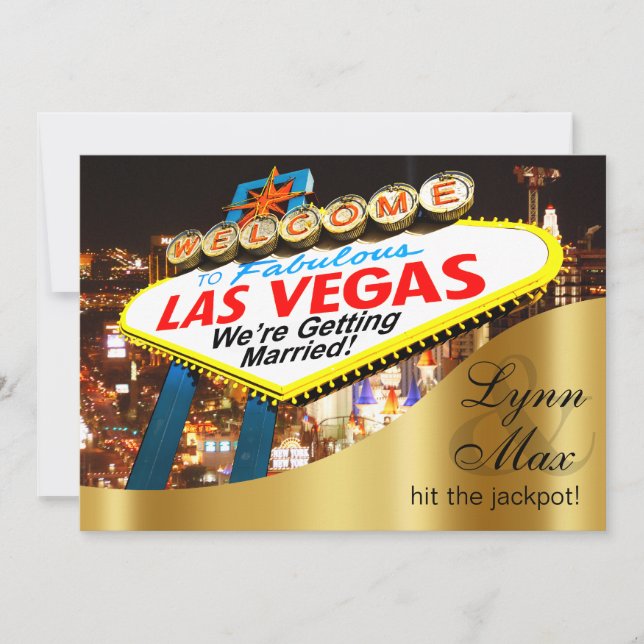 Las Vegas Sign Informal Fun Wedding Invitation (Front)