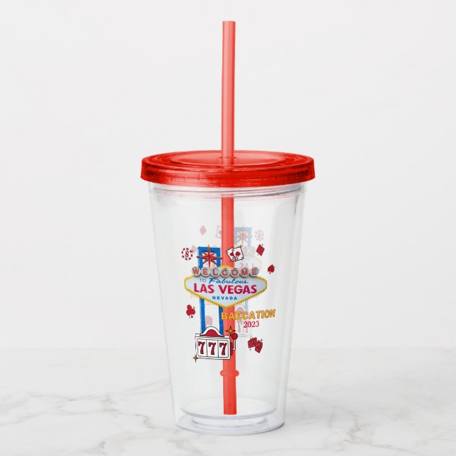 Las Vegas Sign Nevada Baecation Acrylic Tumbler (Front)