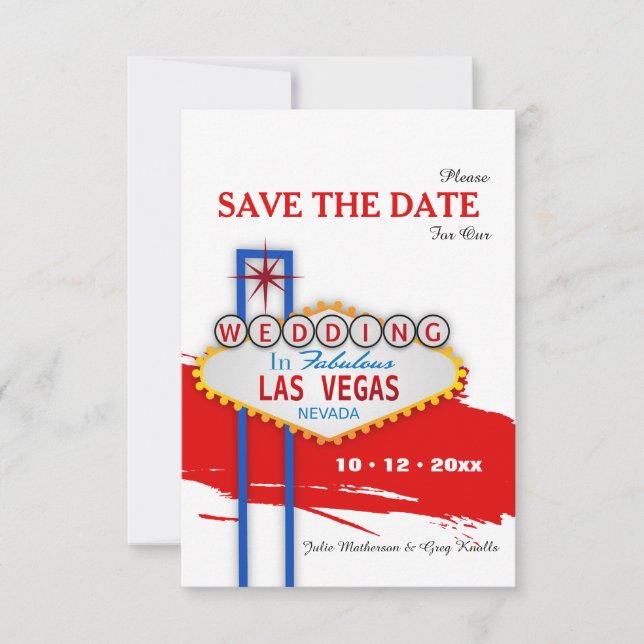 Las Vegas Sign Save the Date Announcement (Front)