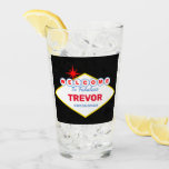 Las Vegas Sign Special Event Glass<br><div class="desc">It's Vegas, Baby!... or maybe just poker night once the kids go to bed. Either way, add some swag to a special someone's day with this Vegas themed glass! Customize with any Name and Title.</div>