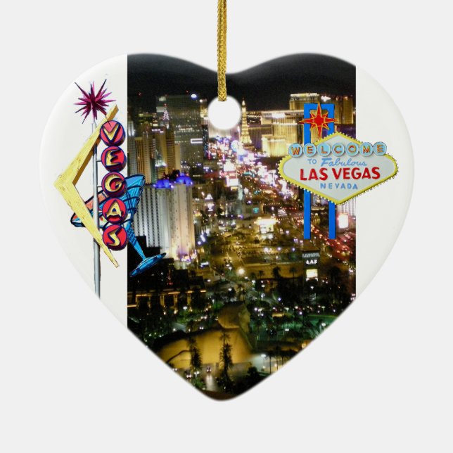 Las Vegas Sign Wedding Souvenir Ceramic Ornament (Back)