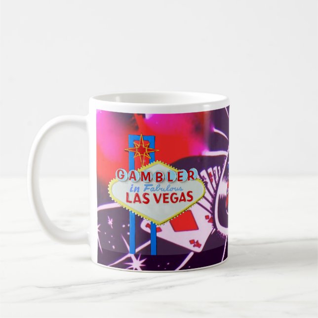 Las Vegas Sign with Casino Dice and Roulette Coffee Mug (Left)