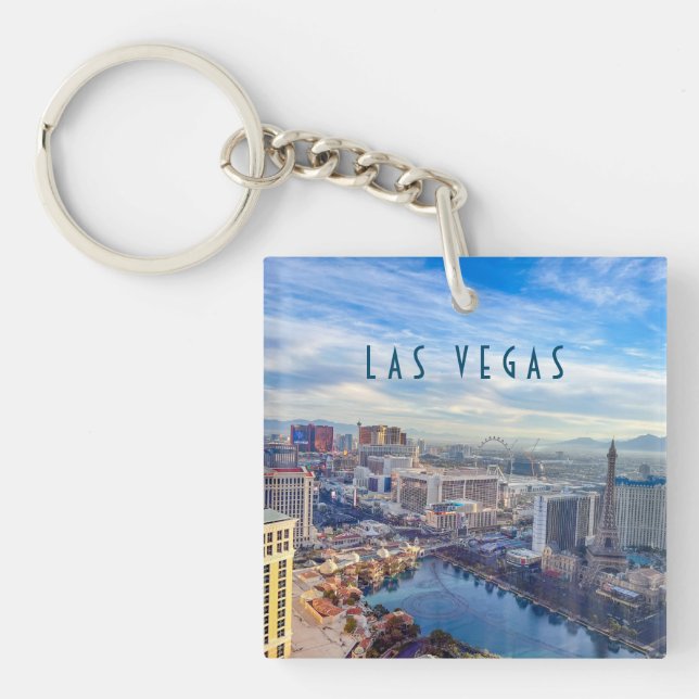 Las Vegas Skyline at Night Keychain (Front)