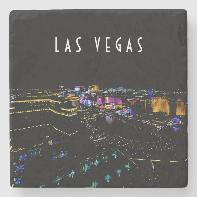 Las Vegas Skyline at Night Stone Coaster (Front)