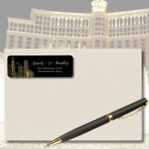 Las Vegas Skyline Black White Gold Elegant Script 