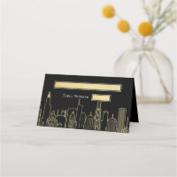 Las Vegas Skyline Buildings Black Gold Table