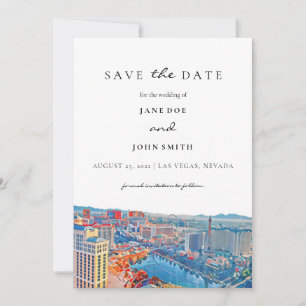 Las Vegas Skyline flat Save The Date Card