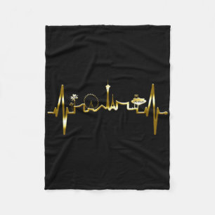 Las Vegas Skyline Heartbeat I Love Nevada Usa Las Fleece Blanket