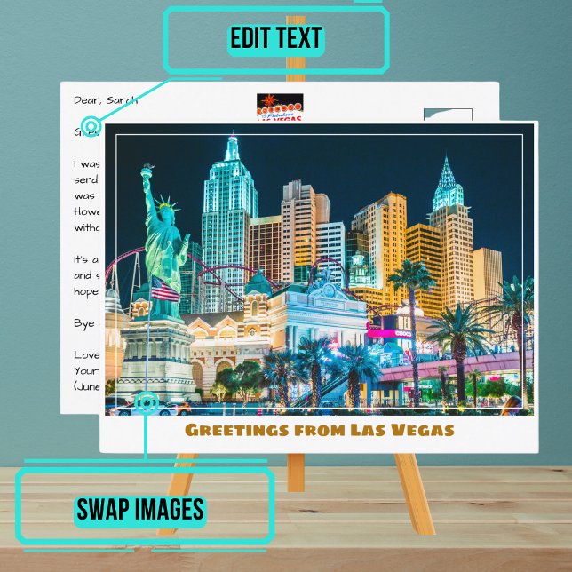 Las Vegas Skyline Illuminated at Night, Postcard (Please enjoy our postcard)