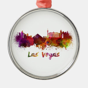 Las Vegas skyline in watercolor Metal Ornament