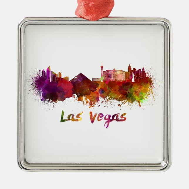 Las Vegas skyline in watercolor Metal Ornament (Front)