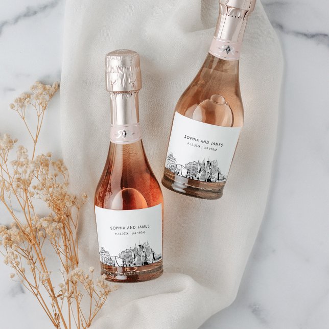 Las Vegas Skyline Mini Sparkling Wine Label (Creator Uploaded)